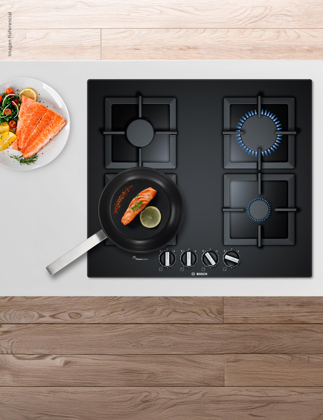 Encimera a Gas 60cm Vidrio Serie 6