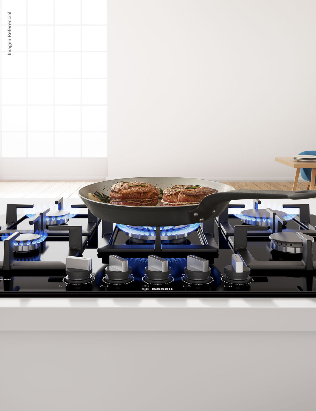 Encimera a Gas 75cm Vidrio Serie 6