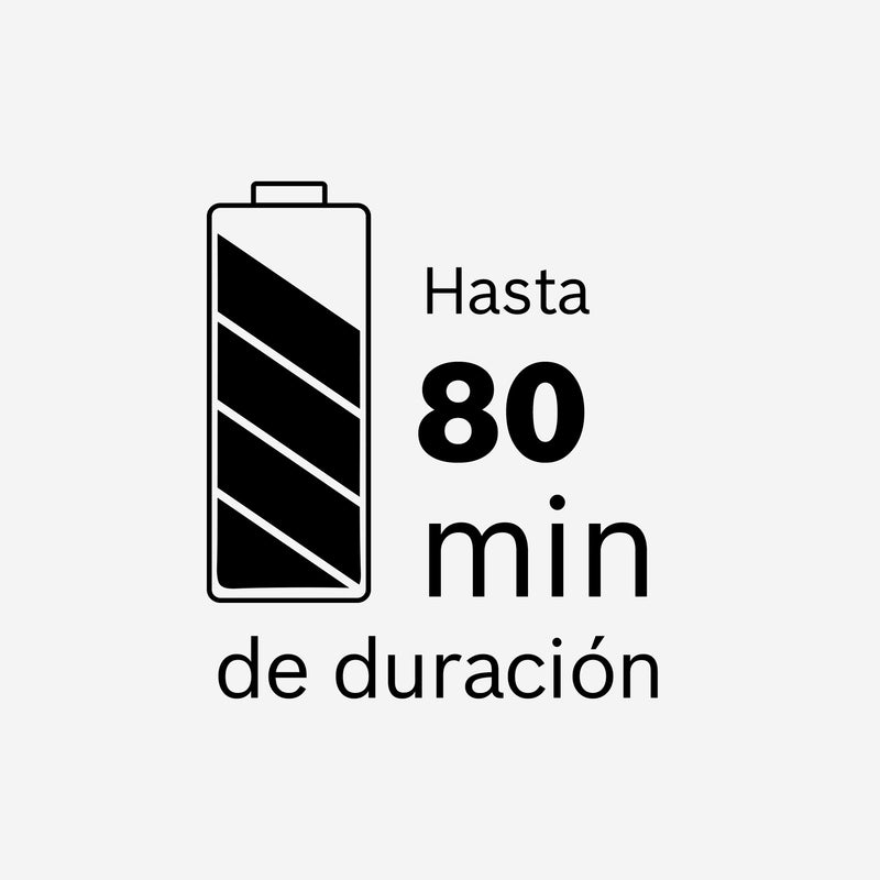 Hasta 80 min de uso continuo
